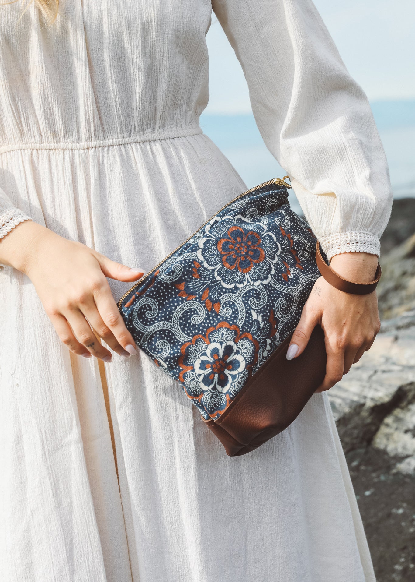 flower print clutch bag