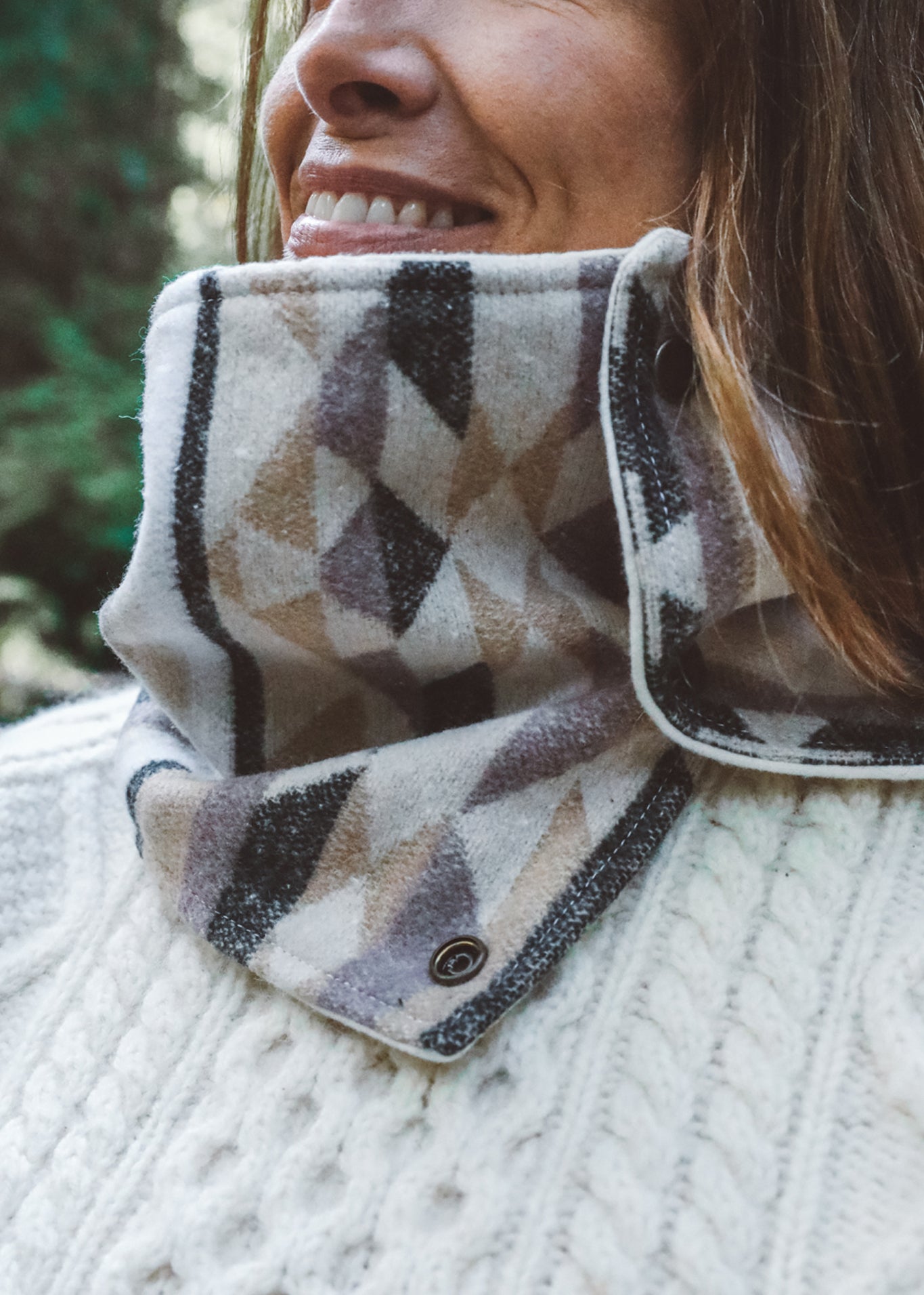 Wayfarer Cowl Neck Snap Scarf - Claystone