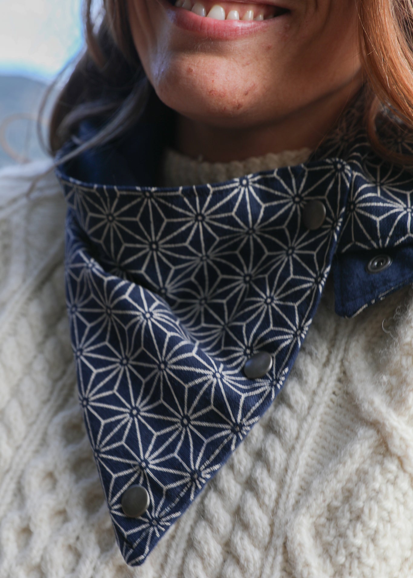 Wayfarer Cowl Neck Snap Scarf - Geometric