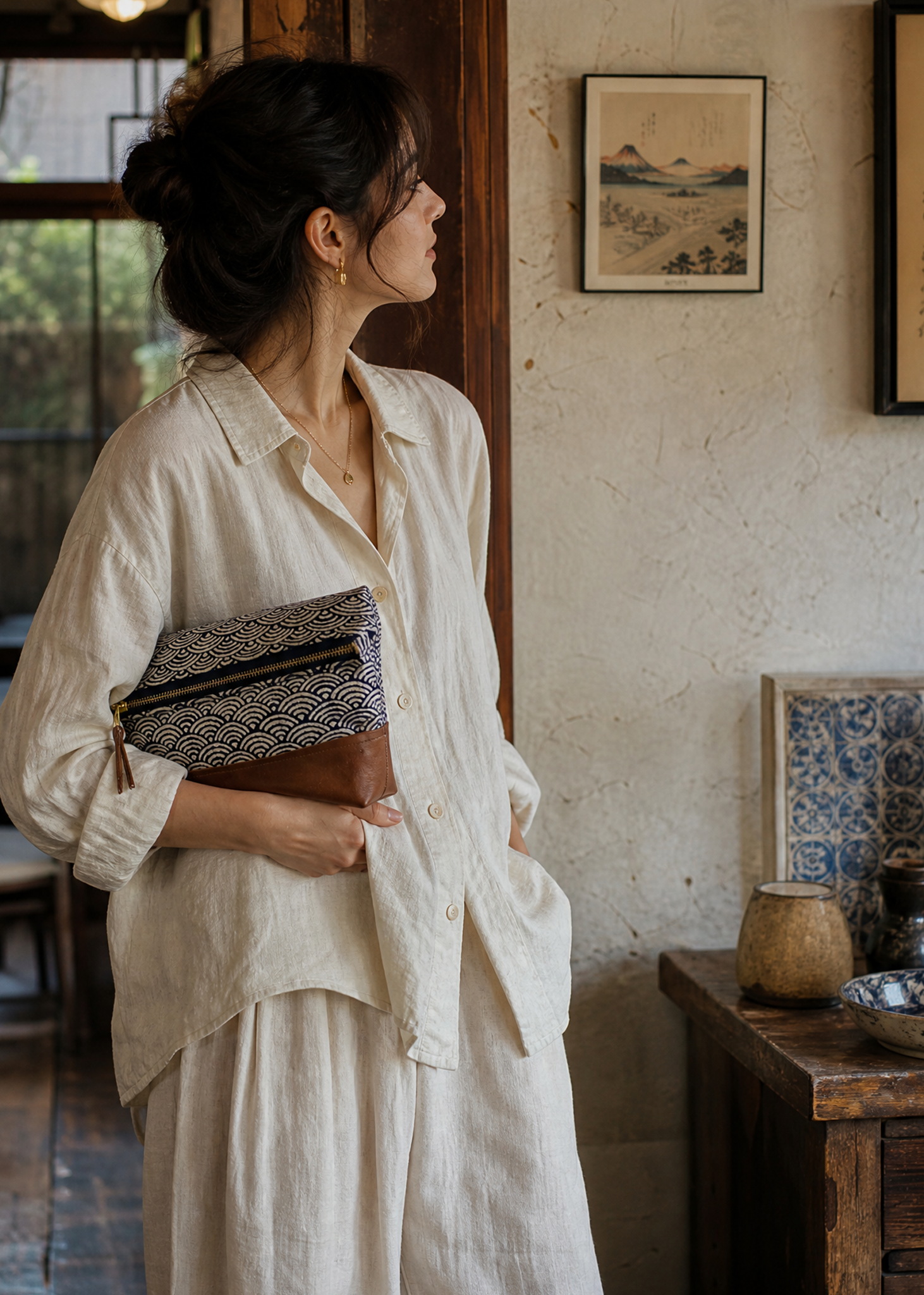 Geometry Indigo Pouch - Waves