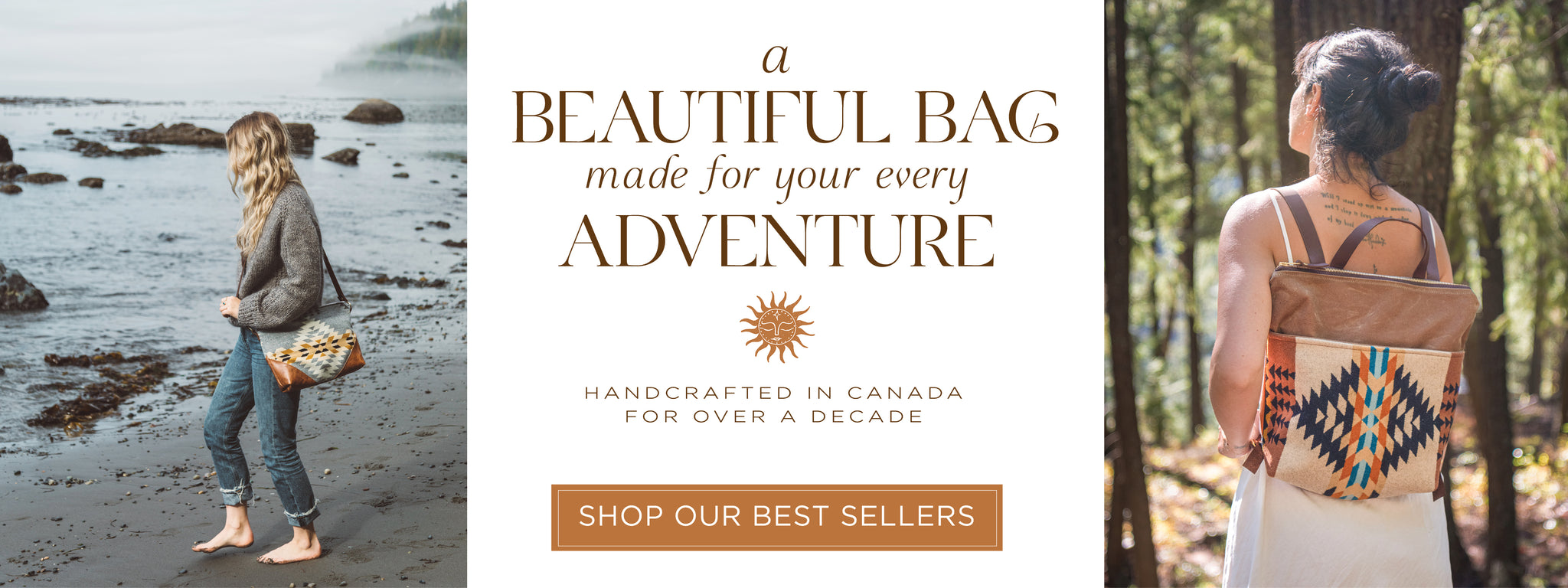 Handcrafted waxed canvas backpacks and bags made in Canada with Pendleton wool